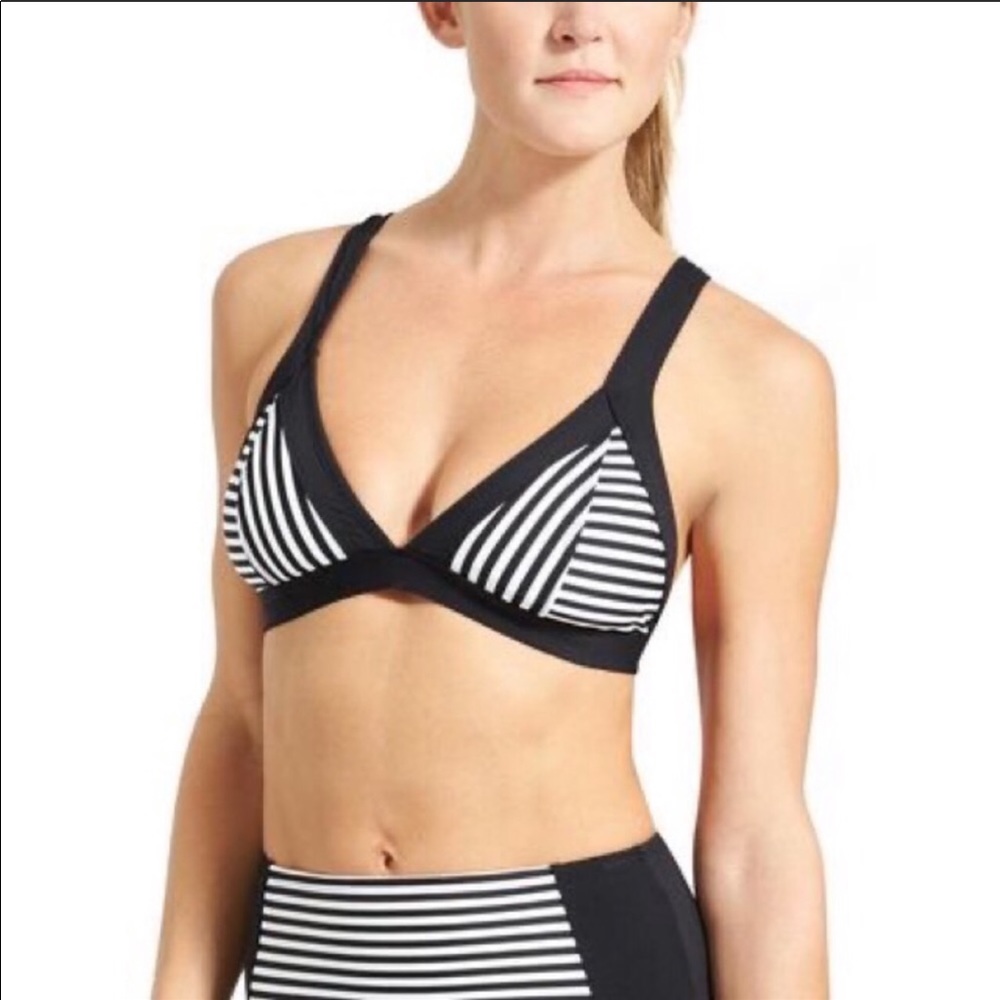 Athleta Montauk Black & White Bikini Top
